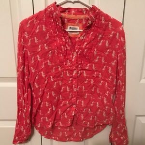 Anthropologie Flamingo Botton Down Shirt